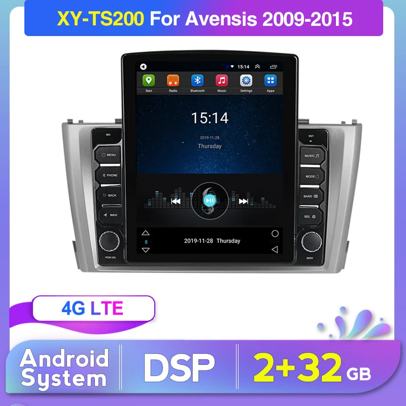 Автомобильный аудиоскоп Tesla style для Toyota Avensis T25 2009 2010 -2015 GPS-навигатор Android DSP 2 ГБ + 32
