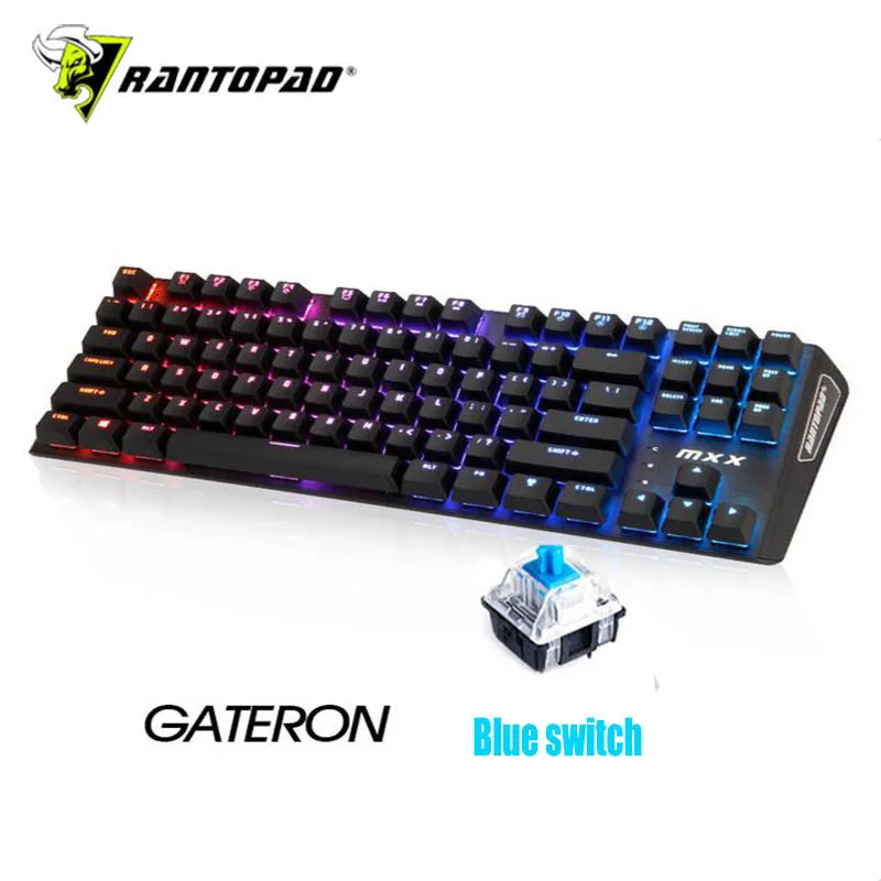 Rantopad MXX черная RGB Механическая игровая клавиатура с подсветкой 87 Key Deluxe Черная