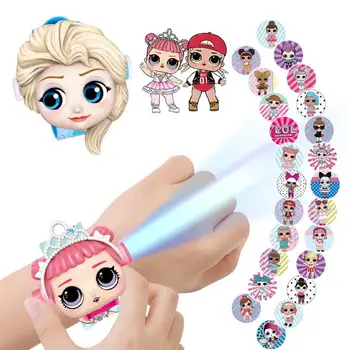 

LOL dolls surprise Marvel Elsa Anna Cartoon Pattern Digital 3D Projection watch LED Display Children's Watch toys For Boys Girls