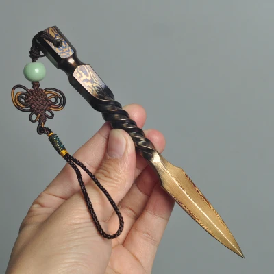 Hand Prying Tea Knife Damascus Pattern Steel Tea Needle Pu'er Set Accessories