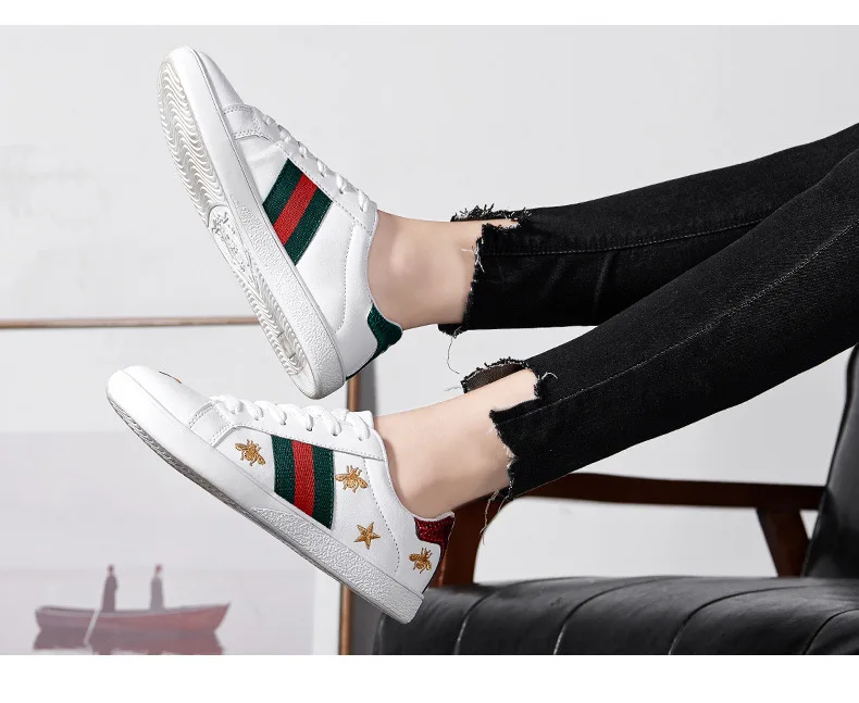 Стиль корейско-Стиль модные пары белые туфли Для женщин Для мужчин знаменитости Стиль вышитые заниженная повседневная обувь Athleti