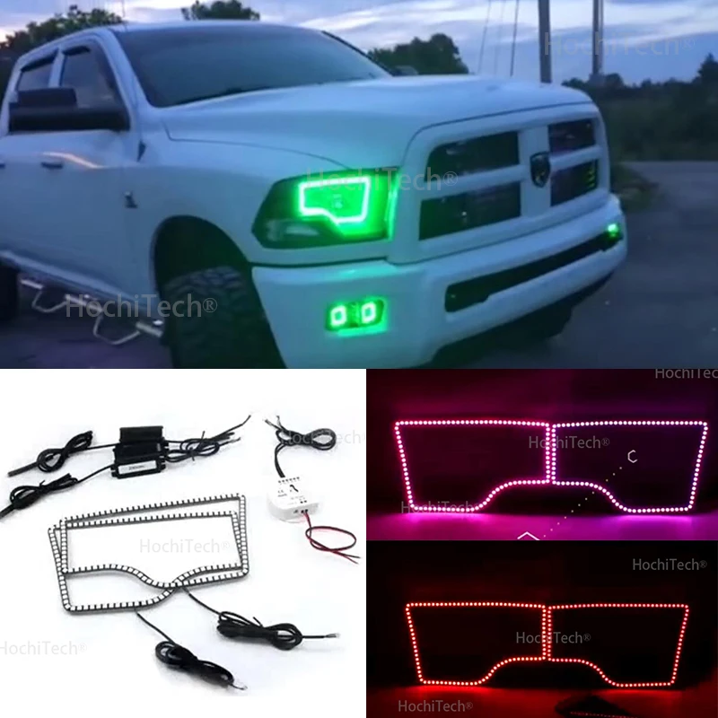 

For Dodge RAM Truck 1500 2500 3500 4500 5500 2009 - 2016 Angel Eye LED Halo Ring RGB Multi-Color Sport Headlight angel eyes kits