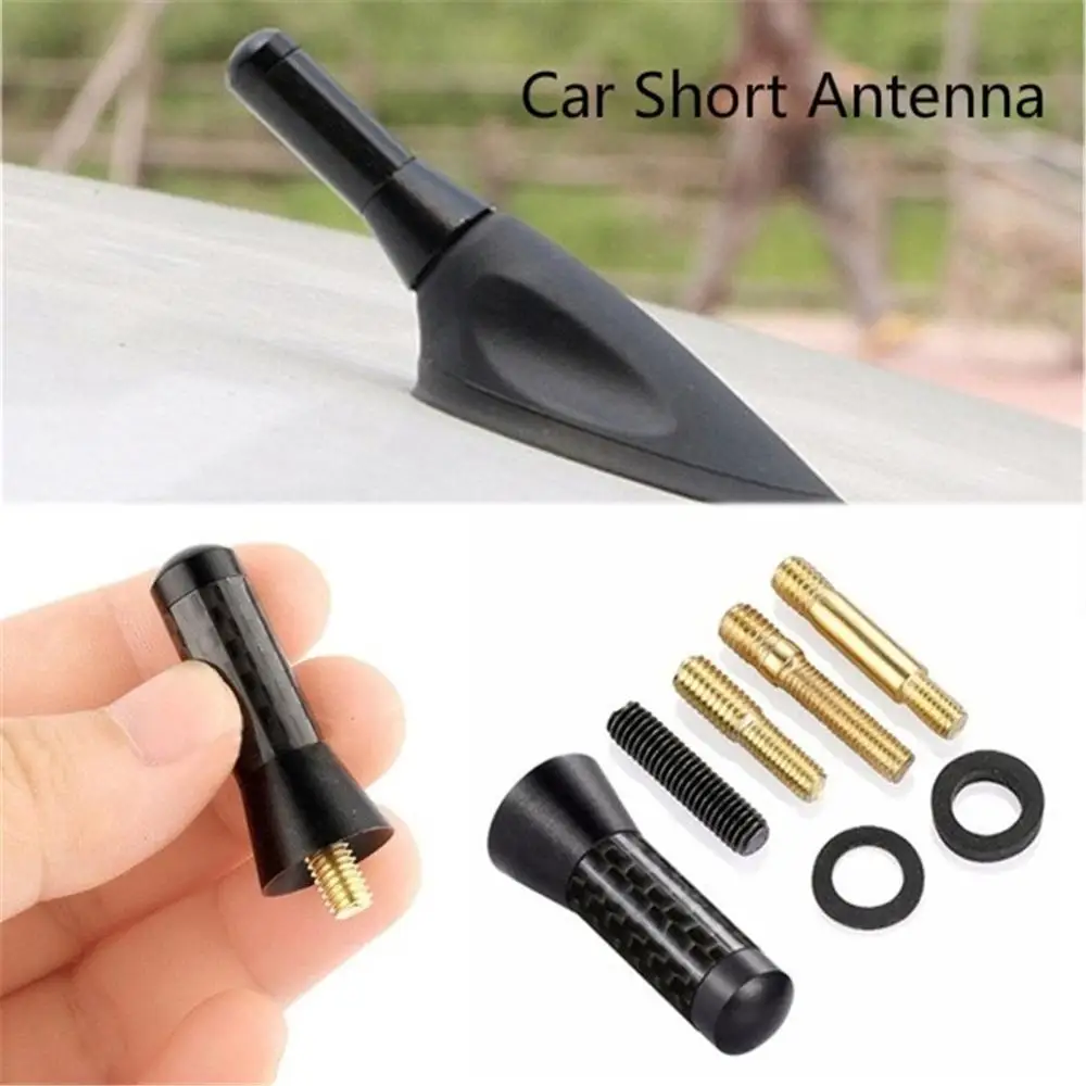 

Car Styling Roof Antenna Enhanced Signal 3.5cm Carbon Fiber Screw Metal Short Stubby Mast Antenna Radio Auto Accessories