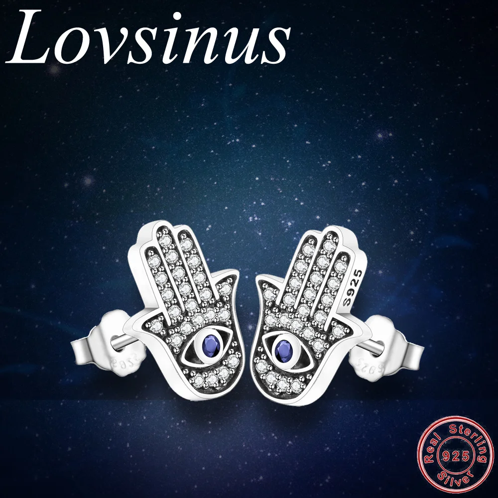 925 стерлингового серебра Пальма синий Злой Глаз циркония кристалл серьги гвоздики модные украшения для женщин леди Fine Berloque Brinco