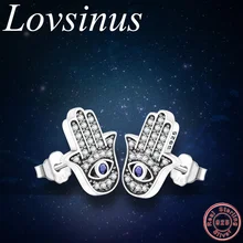 925 стерлингового серебра Пальма синий Злой Глаз циркония кристалл серьги гвоздики модные украшения для женщин леди Fine Berloque Brinco