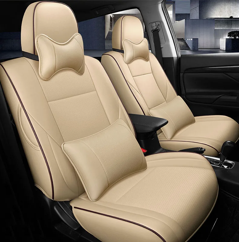 BEIGE LUX Чехлы для автомобильных сидений кожаные для Авто mitsubishi outlander автомобильные чехлы для сидений для авто товары автомобильные аксессуары Стайлинг - Название цвета: BEIGE LUX