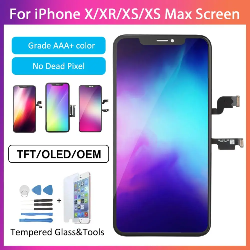 1 шт класс AAA сенсорный дигитайзер сборка замена экрана OLED lcd для iPhone X XR XS Max дисплей