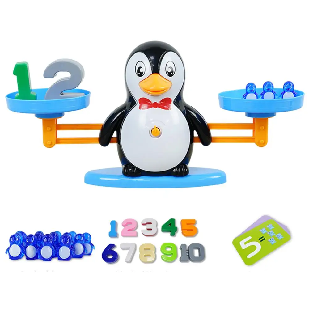 Math Match Game Board Toys Elephant Penguin Match Balancing Scale Number Balance Board Game Kids Baby Preschool Math Toys