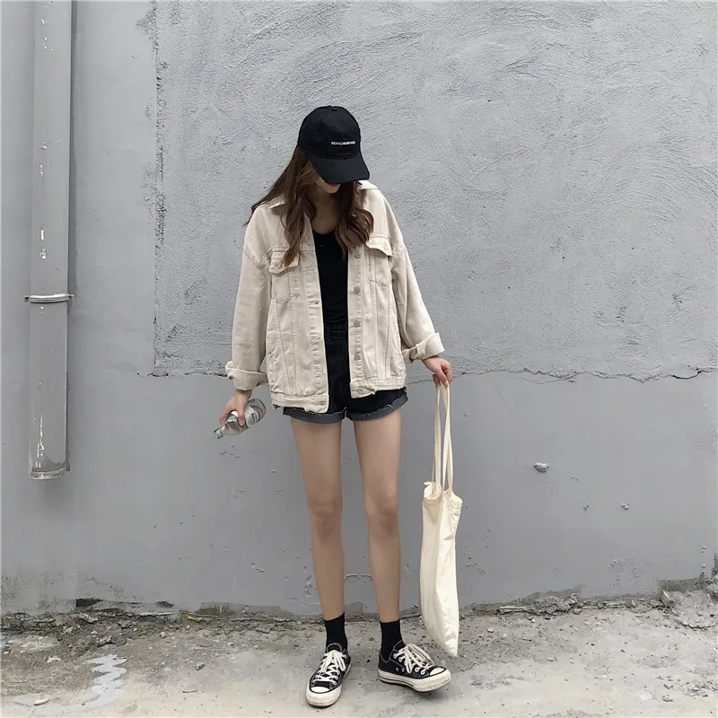Chaqueta negra mujer абрикосовые джинсы свободные Jaqueta корейский стиль износ 90s куртка