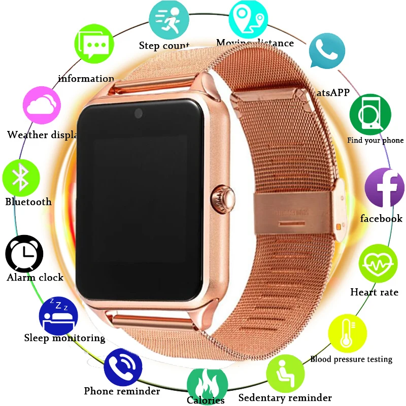 

Z60 Smart Watch GT08 Plus Metal Clock with Sim Card Slot Push Message Bluetooth Connectivity Android IOS Phone Smartwatch PK S8