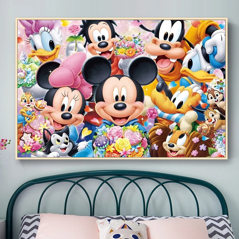 

Diy paint by numbers picture drawing by with kits Cartoon Mickey Mouse hand-painted decompression Decorative hanging painting