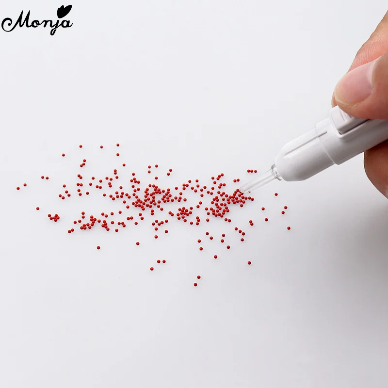Monja 5 цветов для дизайна ногтей, Стальные Бусины для выбора, ручка для очистки, маленький шар, аксессуары для маникюра, 3D DIY, Bullion Pen