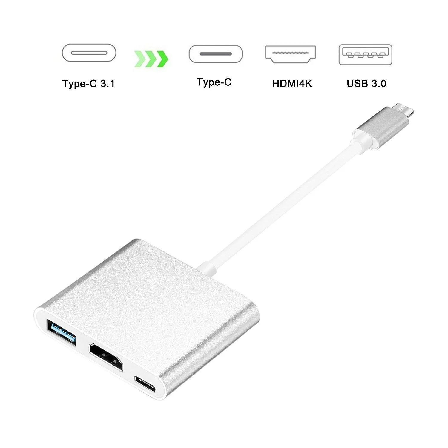 Bundwin 4K Type C к HDMI USB 3 0 с адаптером PD для зарядки 1 адаптер концентратора Mac Air Pro Huawei