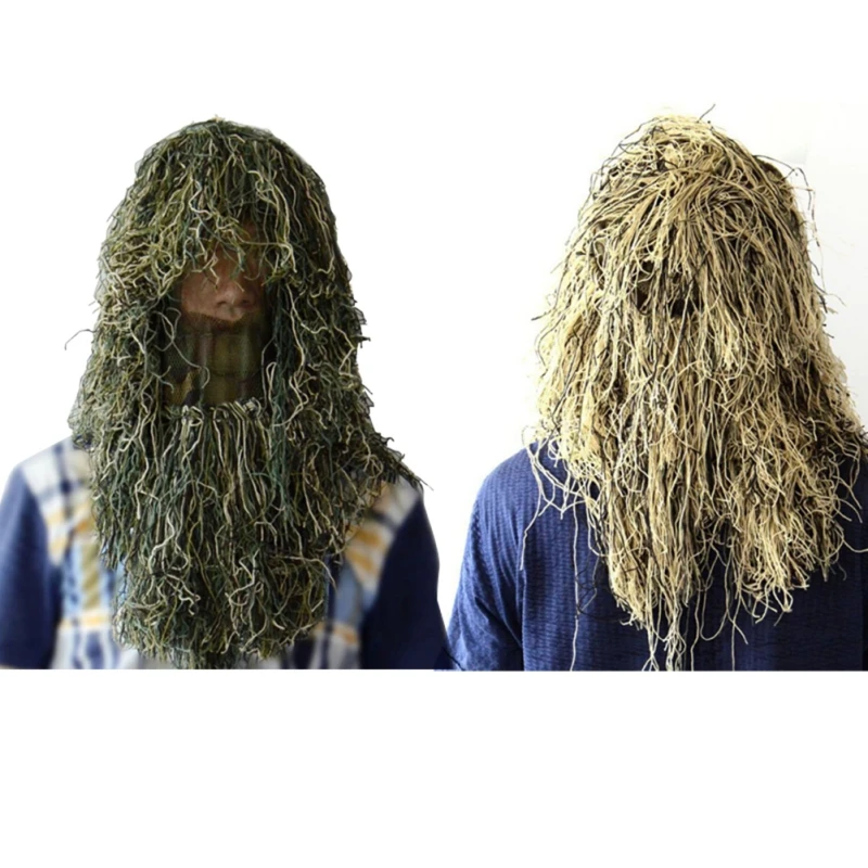 Охотничья маска на все лицо Тип Травы Ghillie капюшон Камуфляж дышащий Регулируемый легкий вуаль капюшон крышка с обертыванием веревка