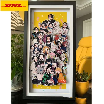 

13"Kimetsu No Yaiba Family Portrait Q Version Decorative Paintings Stereograph Paper Action Figure Collectible Model Toy BOX WU4