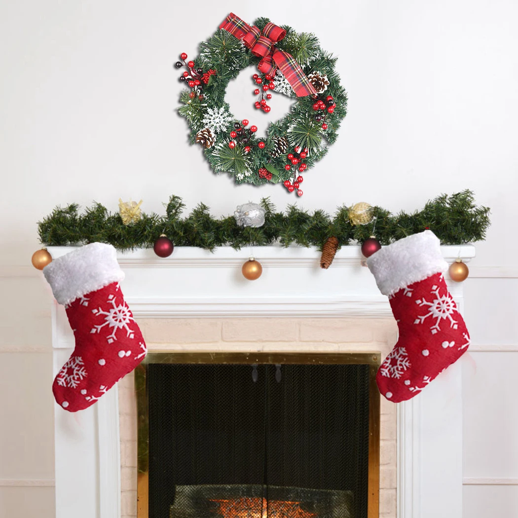 30 см 40 см Рождественский венок ручной работы из ротанга, подвесная гирлянда, искусственный праздничный дверной подвесной венок, Рождественский декоративный венок