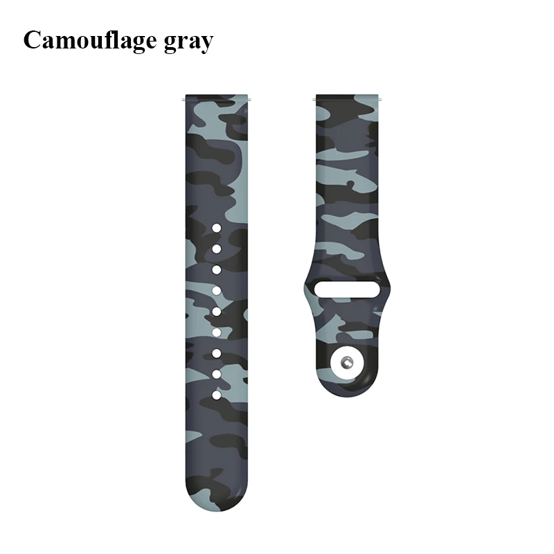 Camouflage gray BOORUI для Xiaomi Amazfit ремешок 20 мм силиконовый ремешок часов с цветочным принтом мягкий ремешок Замена для Huami Amazfit Bip часы - Цвет: Camouflage gray