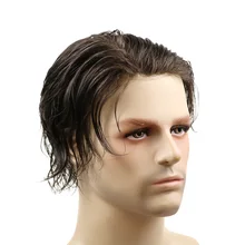 Мужской парик из натуральных человеческих волос с v-образной петлей, европейские натуральные волосы для мужчин, Т-образная система для мужчин