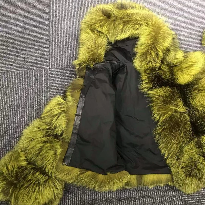 QIUCHEN PJ19099 Новое поступление натуральный Лисий Мех Женское зимнее короткое пальто длинный рукав толстый натуральный мех модная модель
