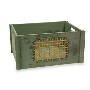 

Wooden box with color grid antique green (Measures: 36*26*18 cm.)