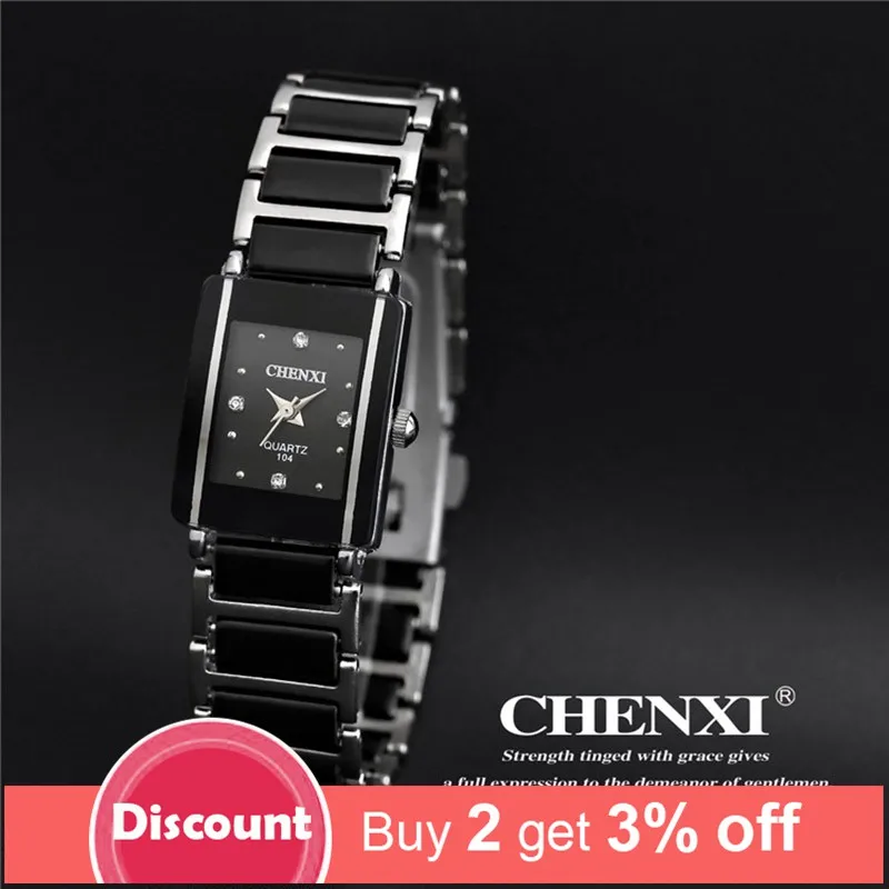 Casual Women Watch Classic Black Ceramics Wristwatch Rhinestone Couple Quartz Watch Woman Man Gift Clock Lover Relogio Feminino
