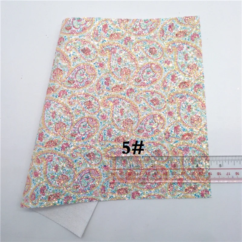 Glitterwishcome 21X29 см А4 Размер с цветочным принтом массивная блестящая кожа, искусственная ткань из искусственной кожи винил для бантов, GM662A - Цвет: 5