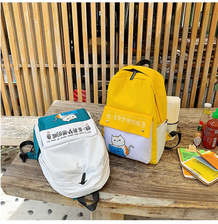 Милый школьный рюкзак для девочек с рисунком кота, художественная серия MORI, Ретро стиль, Женский универсальный рюкзак в Корейском стиле, лучший друг