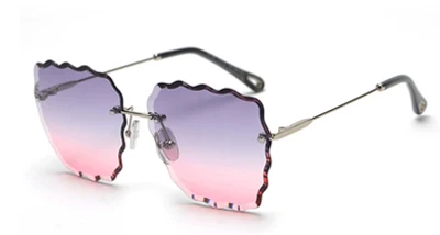 grey pink Mincl женские солнцезащитные очки без оправы модные стильные коричневые зеленые большие квадратные солнцезащитные очки для женщин Женские аксессуары UV400 NX - Цвет линз: grey pink