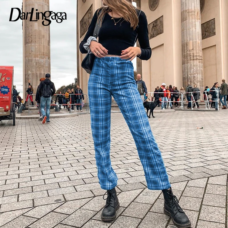 green and blue plaid pants womens