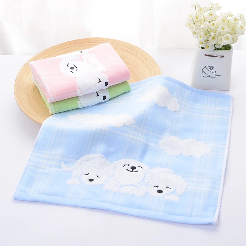 Baby Cotton Soft Hand Towel 30*30cm Home Cleaning Face For Baby Towel Infant Cartoon Dog Handkerchief Towels