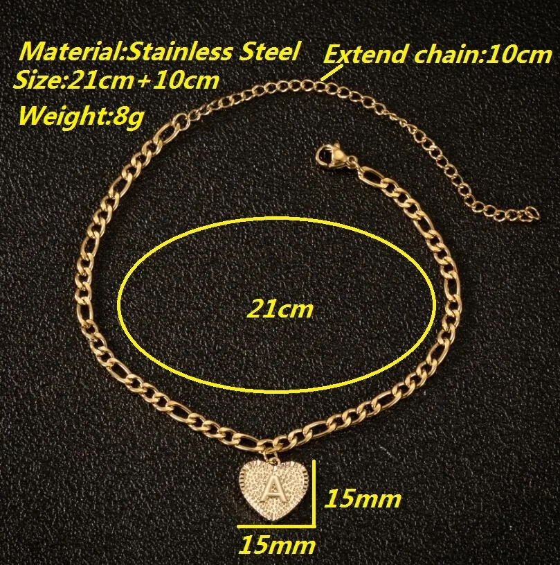A-Z Initial Letter Anklets for Women Stainless Steel Gold Alphabet Anklet Bracelet Boho Foot Jewelry Gift Women Accesorios Mujer