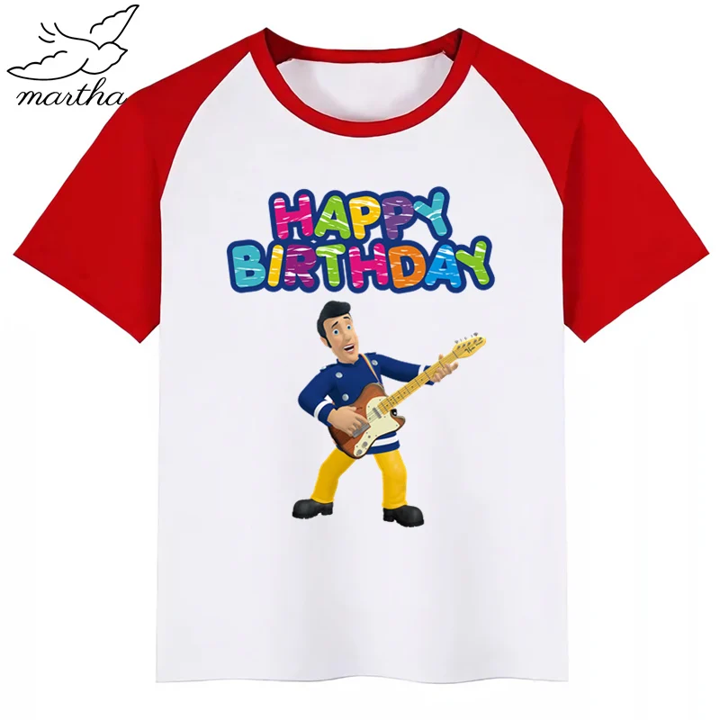RedJ Одежда для детей с надписью «Happy Birthday Number», «Fireman Sam DIYKids»; футболка для девочек; подарок на день рождения; одежда для детей; футболки для мальчиков; футболки для малышей - Цвет: RedJ