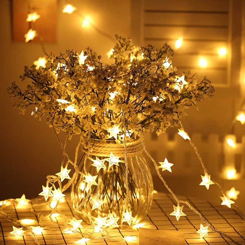 3M мини-гирлянда со звездами светодиодный светильник Рождественская елка украшения Рождественское украшение для дома Navidad деревенская Рождественская новогодняя - Цвет: 3m 20led star