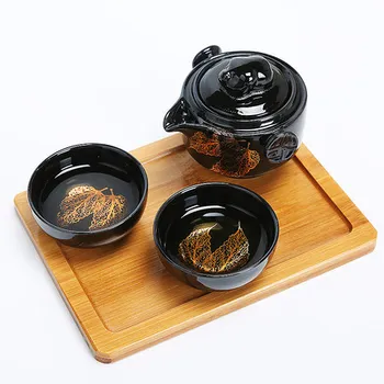 

Travel Tea Set Portable Fast Cup One Pot Two Cup Office Kung Fu Tea Set Simple Tea Glaze Car Teapot Teacup