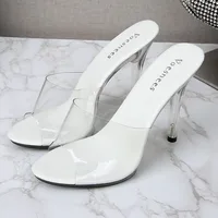 Fashion Transparent PVC Crystal Shoes 11CM Super High Heel Sandals Non-slip Platform Fish Mouth Women's Party Shoes Size 43 - Image 4