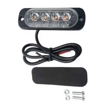 

4Led Strobe Warning Light Strobe Grille Flashing Lightbar Truck Car Amber Lamp