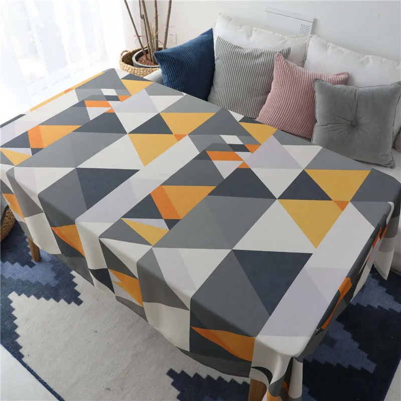 

Waterproof Rectangle Dining Table Cloth Black Blue Geometric Table Cover for Wedding Party Kitchen Tablecloth Polyester Fiber