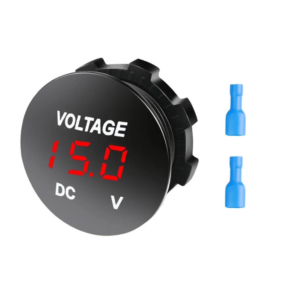 Car Motorcycle Boat DC Voltmeter LED Voltage Indicator 12V 24V Waterproof Meter 