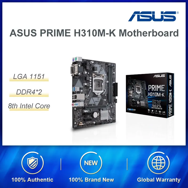 

ASUS PRIME H310M-K R2.0 Intel H310/LGA 1151 Gaming Motherboard Support Windows7 Front USB3.1 interface Excellent Thermal Design