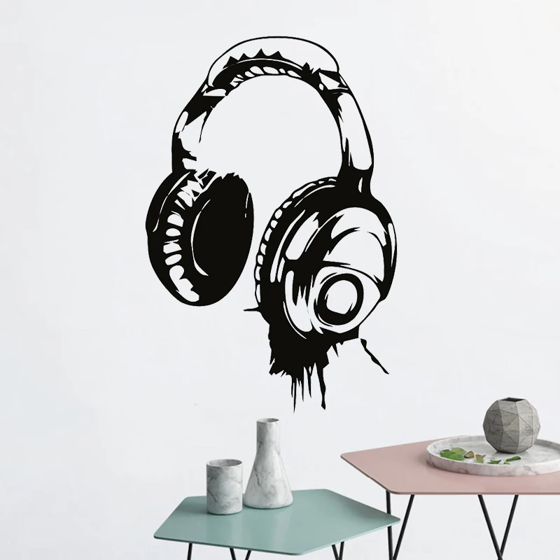 Настенные Стикеры с изображением наушников музыки DJ художественный дизайн