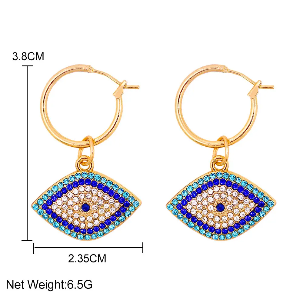 Trend Boho Blue Hollow Evil Eye Hoop Earrings for Women Gold Color Crystal Eyes Circle Huggies Hoop Earring Gifts Jewelry 2022