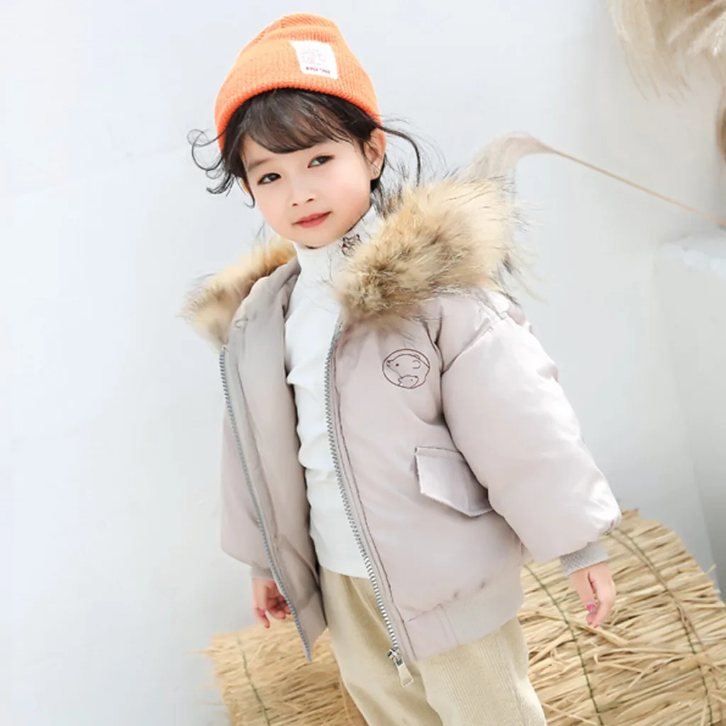Осенне-зимние утепленные куртки для мальчиков; Детские Зимние однотонные теплые куртки на молнии с капюшоном для девочек; верхняя одежда; пальто; manteau fille