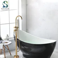 Golden Bathroom  Bathtub Faucet Modern Bathtub Faucet With Hand Shower  Hot and Cold Faucet Floor Mounted Tub 1