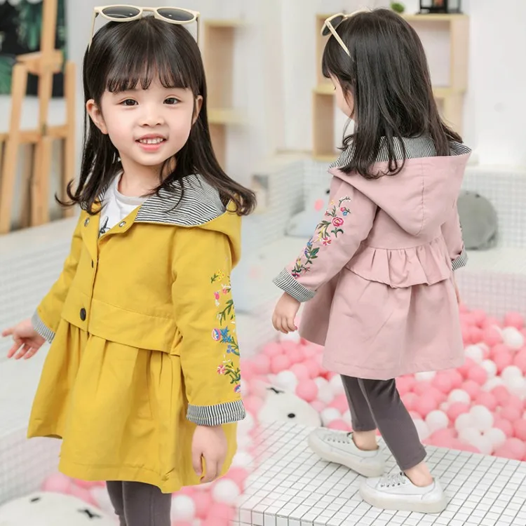 

Girls Spring Clothing Coat 2020 New Style Korean-style Childrenswear Embroidered Trench Coat Fashion Western Style 7 Children Ch