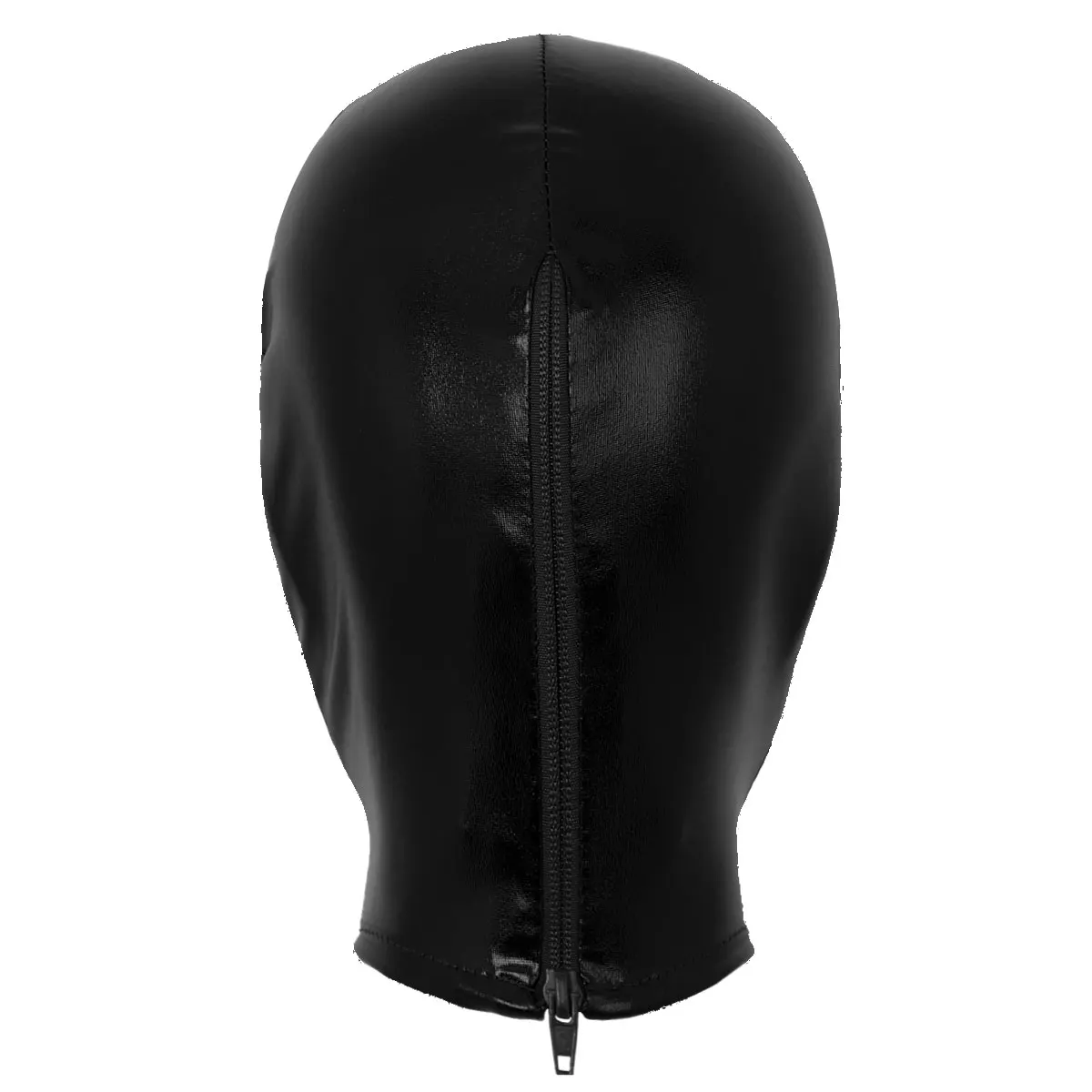 Men Women Shiny Metallic Latex Full Face Mask Hood Balaclava Open Mouth Hole Headgear Fancy Halloween Party Club Cosplay Costume