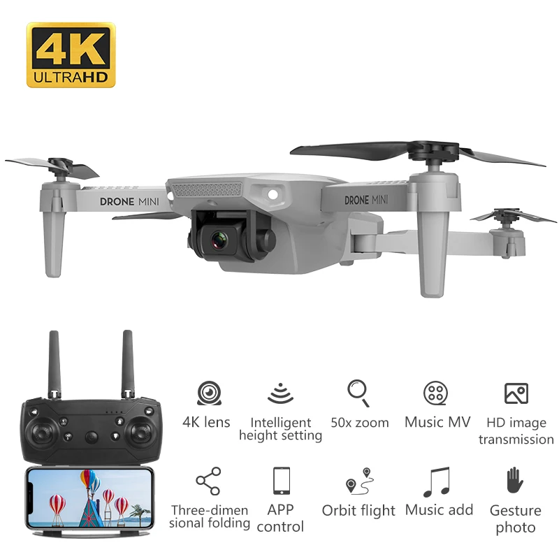E88 Радиоуправляемый Дрон 4k HD Двойная камера визуальное позиционирование WIFI