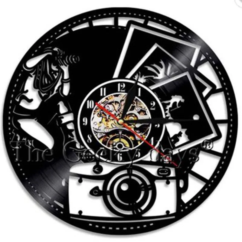 Винтажные виниловые настенные часы современный дизайн фотографические