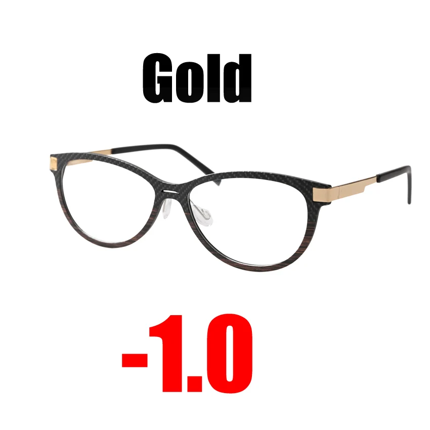 Gold -1.0 SOOLALA высококачественный анти-синий светильник для женщин очки для близорукости с подарочной упаковкой-0,5 от 0,75 до 5,0 6,0 оптическая оправа для очков по рецепту - Цвет оправы: Gold -1.0