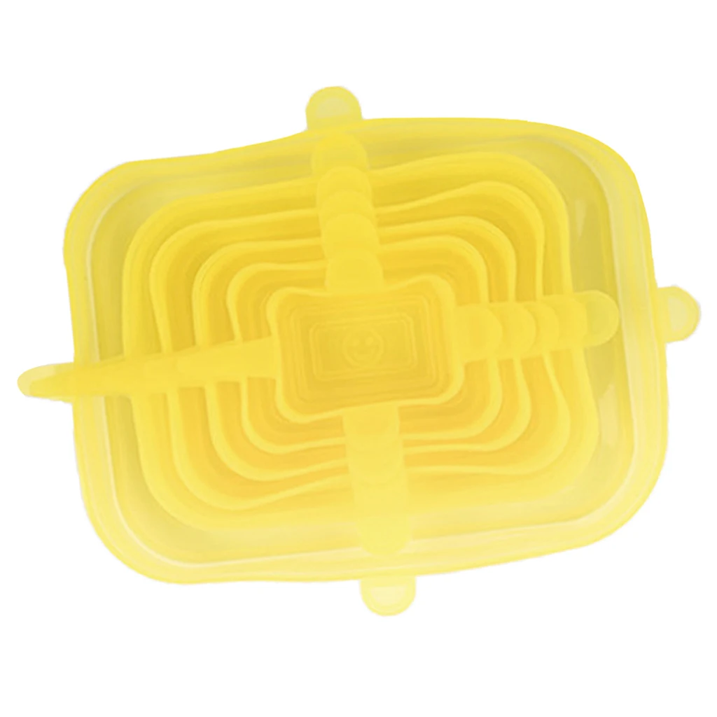 6xReusable Durable Expandable Food Covers Seal Lids Green/Rose Red/Yellow 6xReusable Durable Expandable Food Covers Seal Lids Green/Rose Red/Yellow
