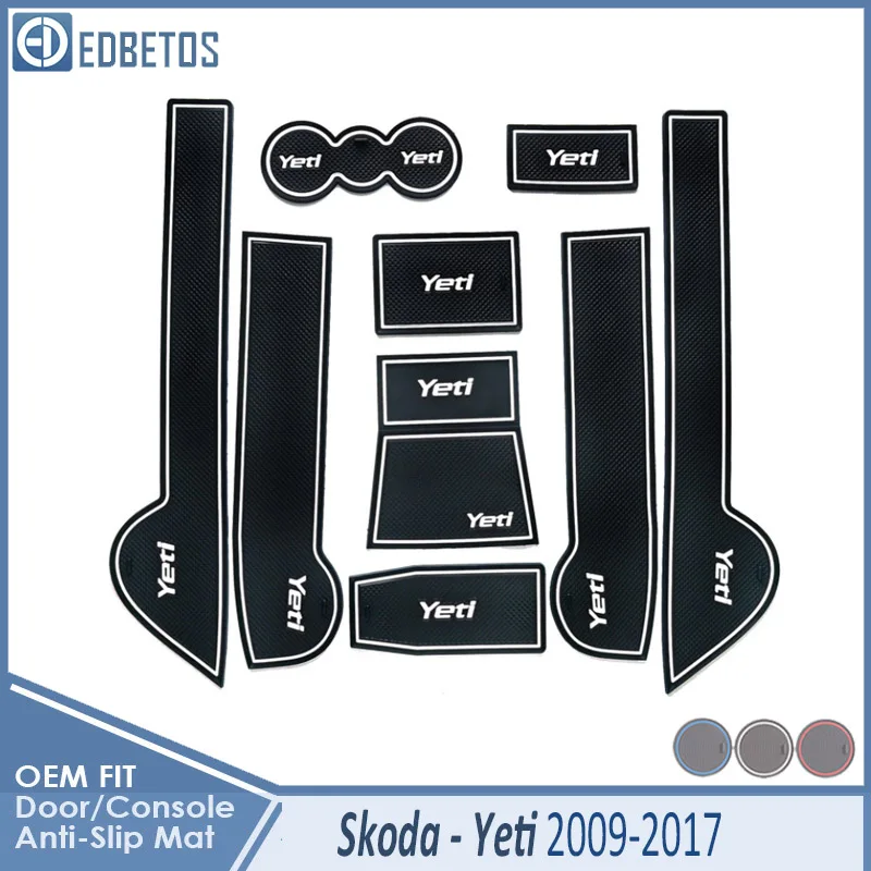 Противоскользящий коврик для Skoda Yeti 2009 2010 2011 2012 2013 Yeti аксессуары затворный слот подставка анти-грязные дверь - Название цвета: Yeti 2009-17 White